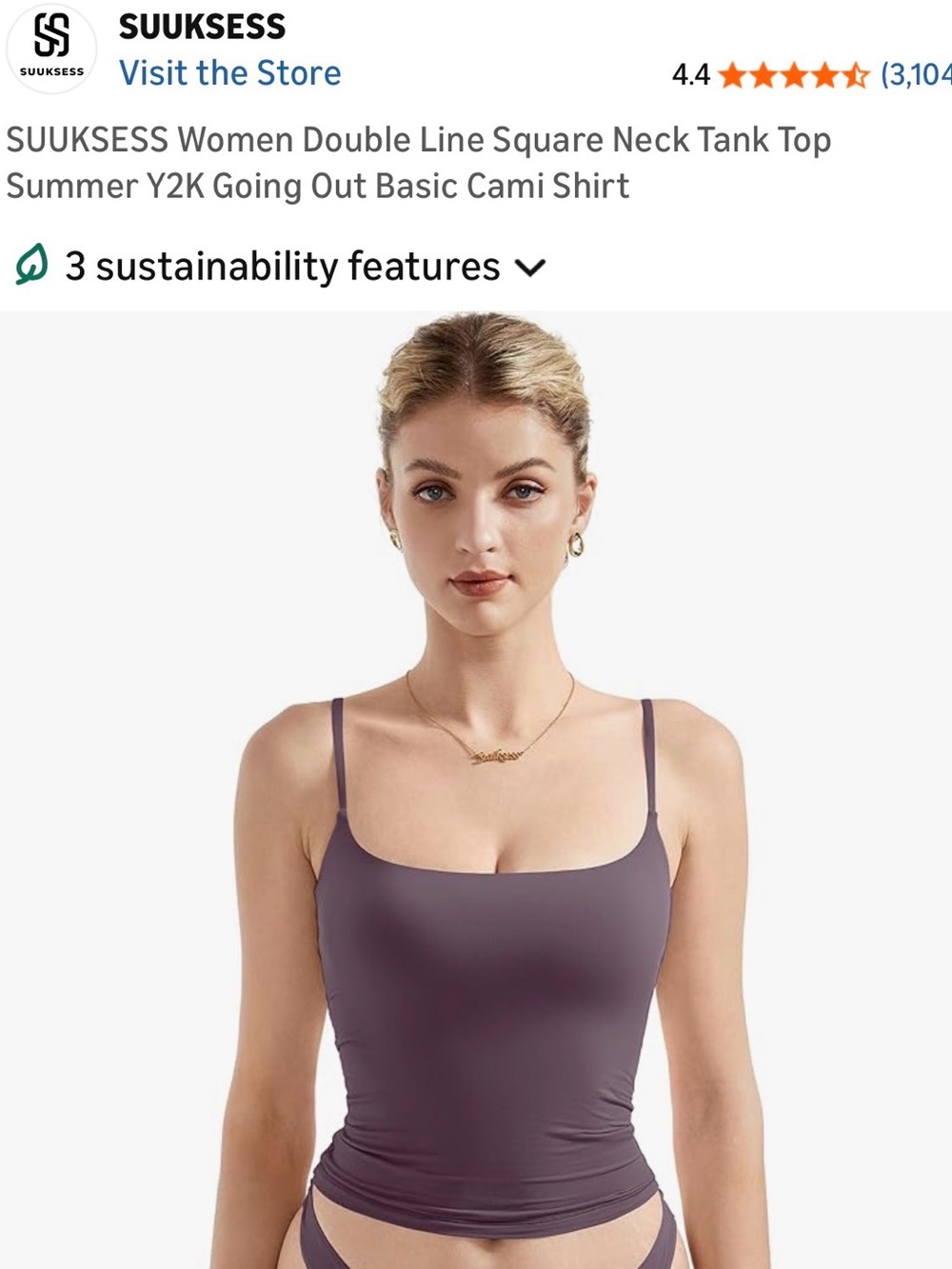 SUUKSESS Square Neck Double Line Tank Top in Mauve